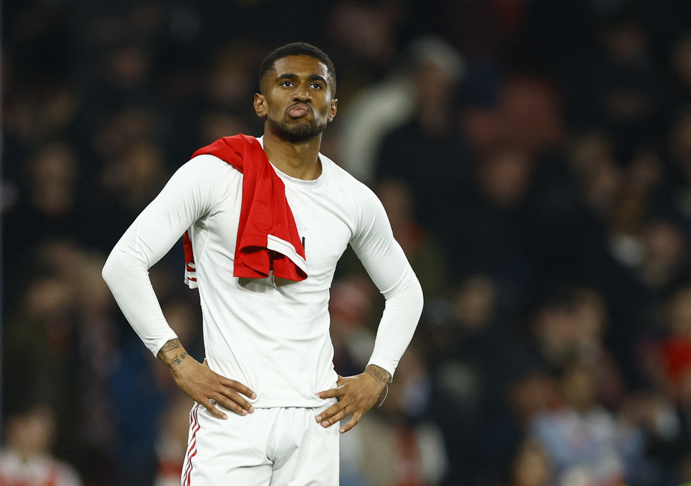 Arsenal's Reiss Nelson looks dejected after the match Action Images via Reuters/John Sibley