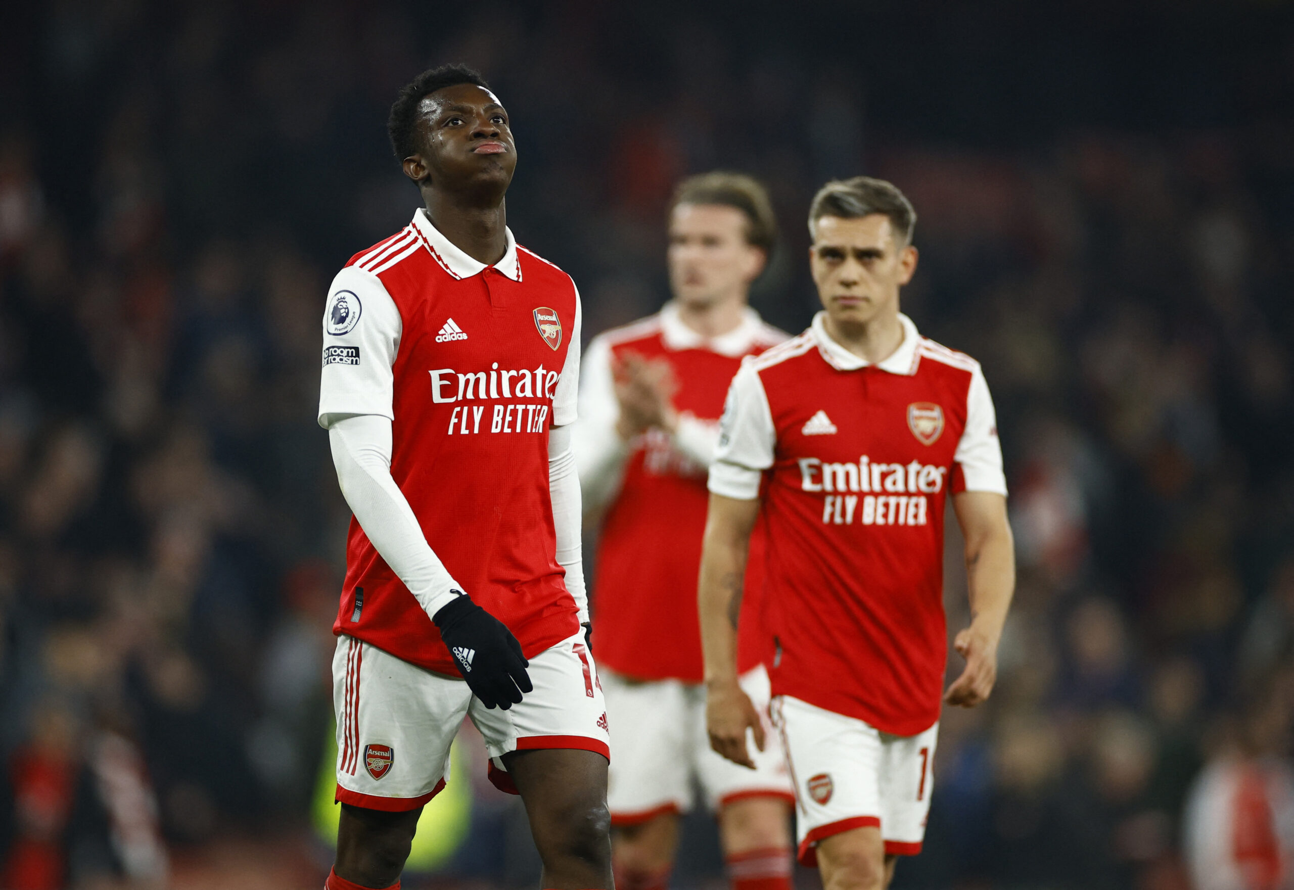 Arsenal's Eddie Nketiah looks dejected after the match Action Images via Reuters/John Sibley