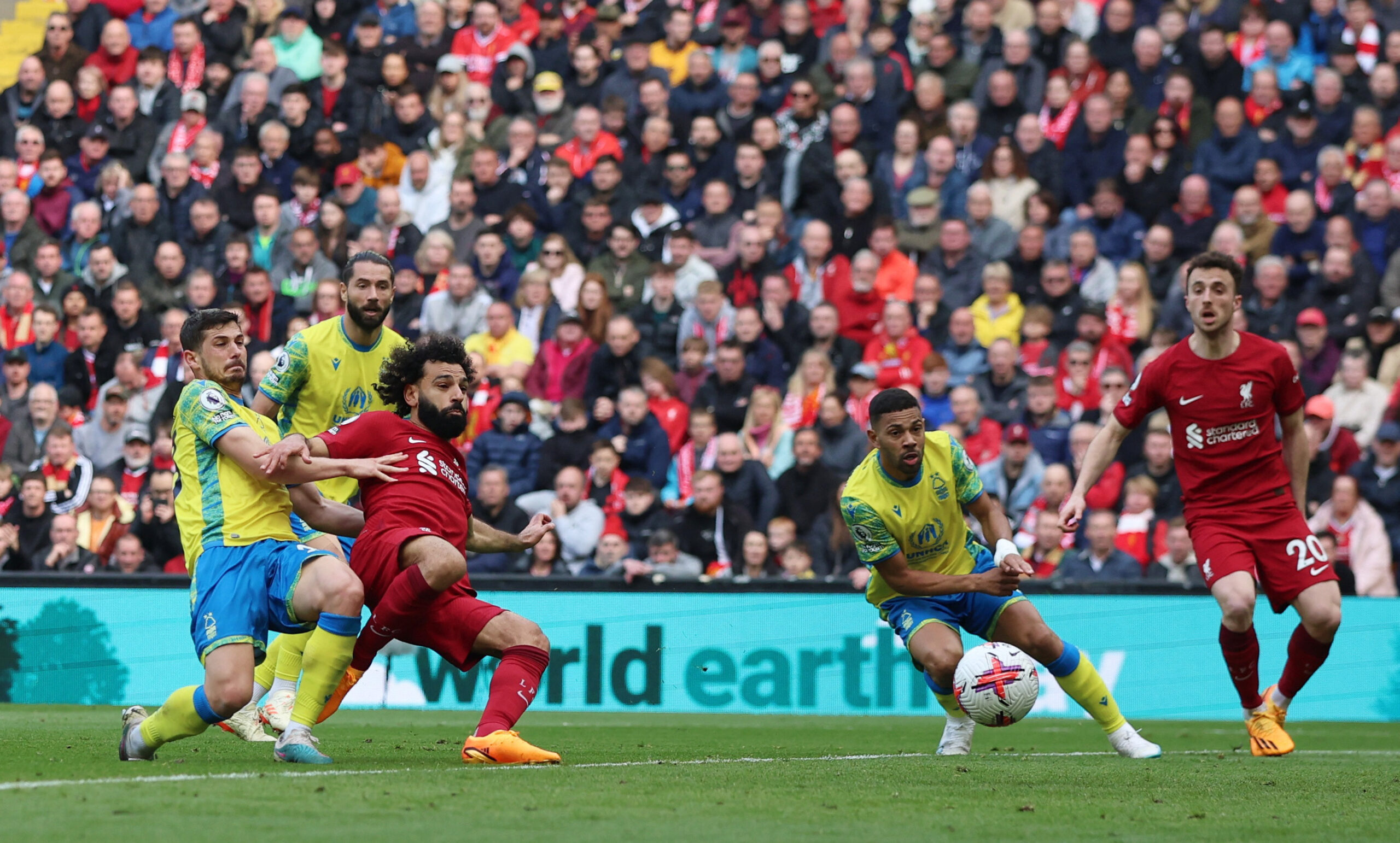 Liverpool's Mohamed Salah scores their third goal REUTERS/Phil Noble