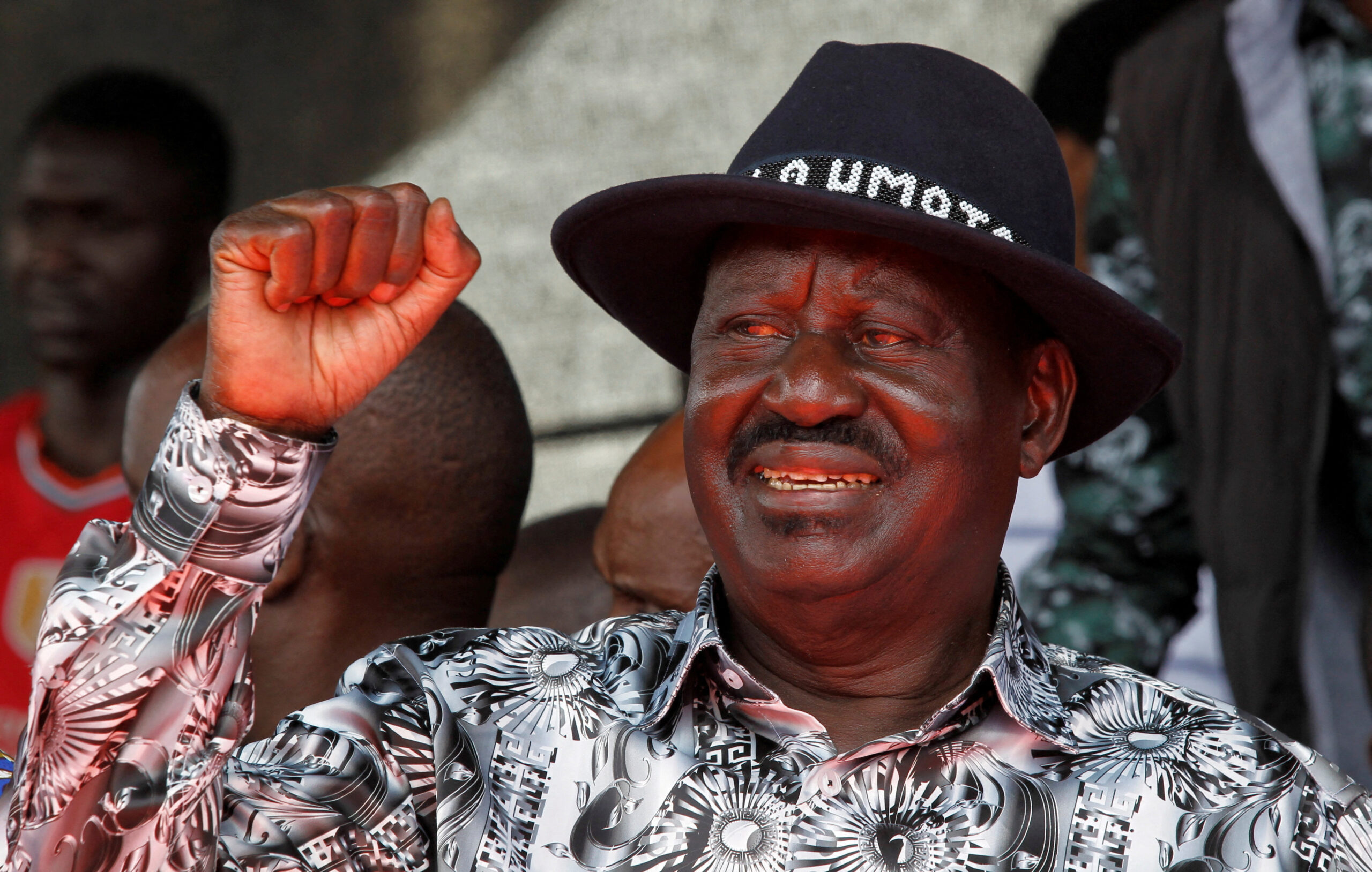 Kenya's opposition leader Raila Odinga, of the Azimio La Umoja (Declaration of Unity) One Kenya Alliance, attends a rally ahead of talks with President William Ruto's government on high cost of living and electoral reforms at the Kamukunji grounds of Nairobi, Kenya April 16, 2023. REUTERS/Monicah Mwangi