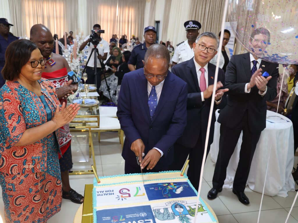 Prime Minister Cleopas Dlamini cutting a cake as part of the celebrations.