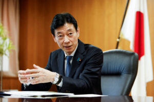 Nishimura Yasutoshi, Minister of Economy, Trade and Industry (METI), talks during an interview with Reuters in Tokyo, Japan. REUTERS/Androniki Christodoulou/File Photo