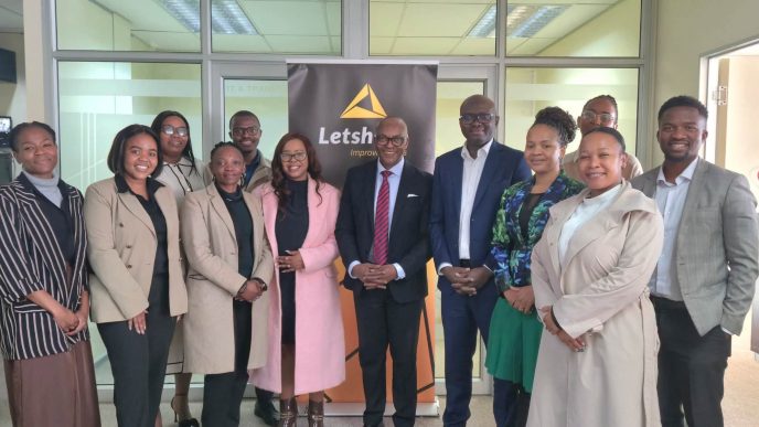Letshego Eswatini CEO Mbuso Dlamini (centre) with Business Eswatini officials during a membership visit at Letshego offices in Mbabane. Photo by Letshego Eswatini
